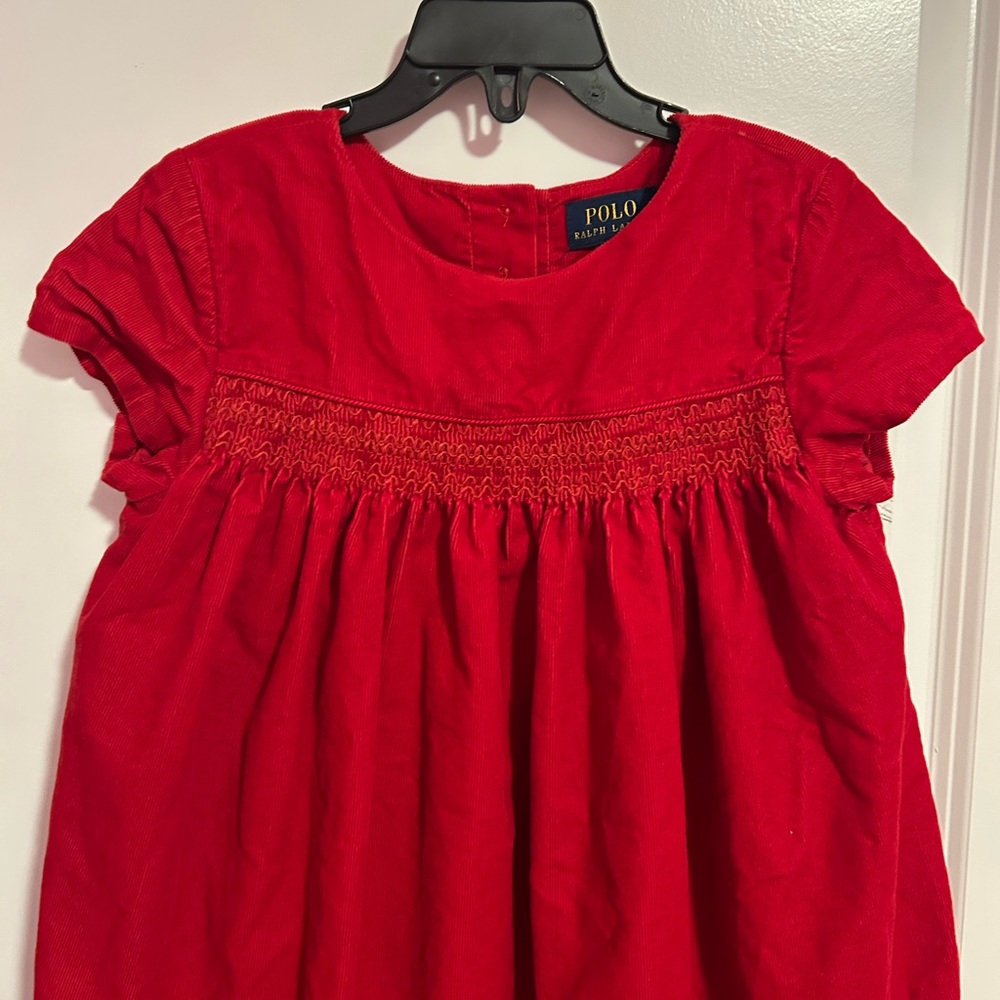 Polo Ralph Lauren Smocked Red Corduroy Holiday Dress - Picture 2 of 8